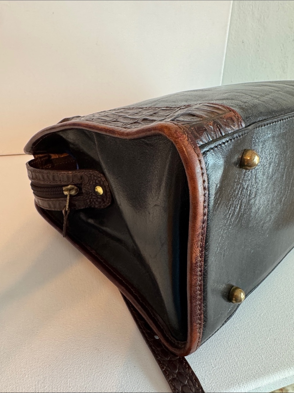 Vintage Brahmin Addison Croc Embossed Leather Satchel - Picture 7 of 15